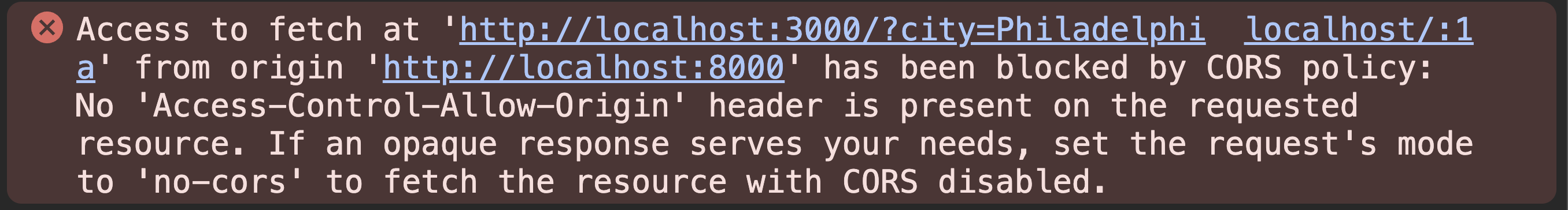 CORS is blocking our progress!