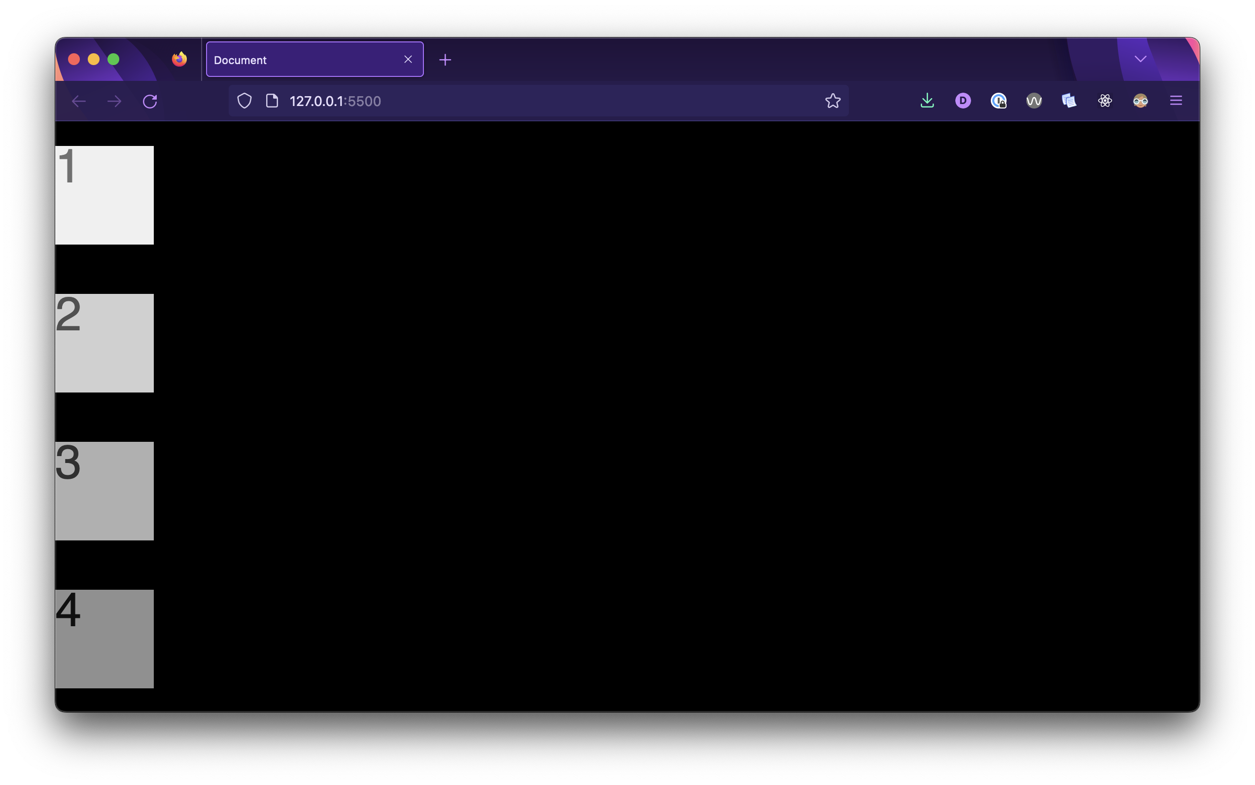 Column layout, shown with space around elements