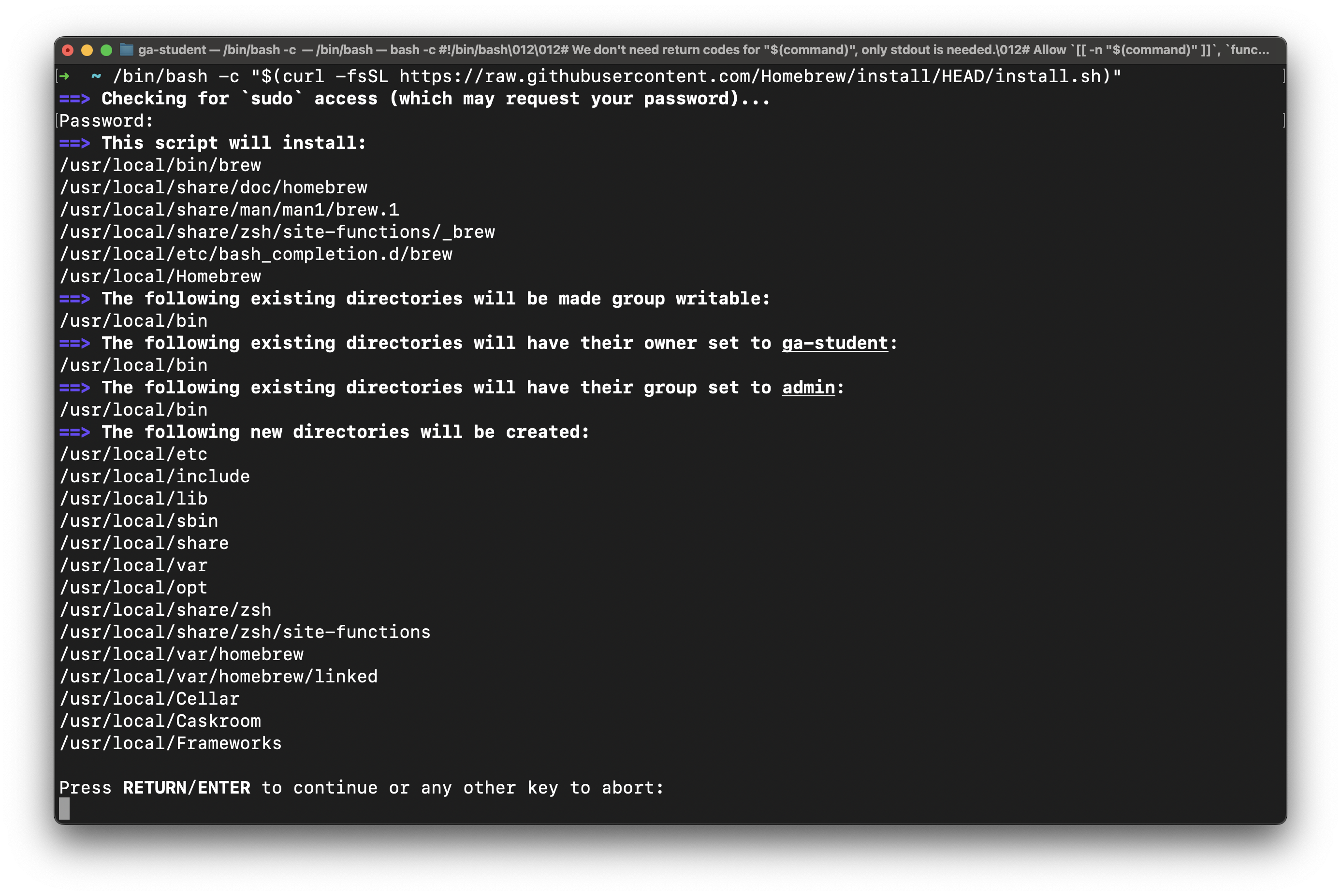 Homebrew, confirming its install directive.