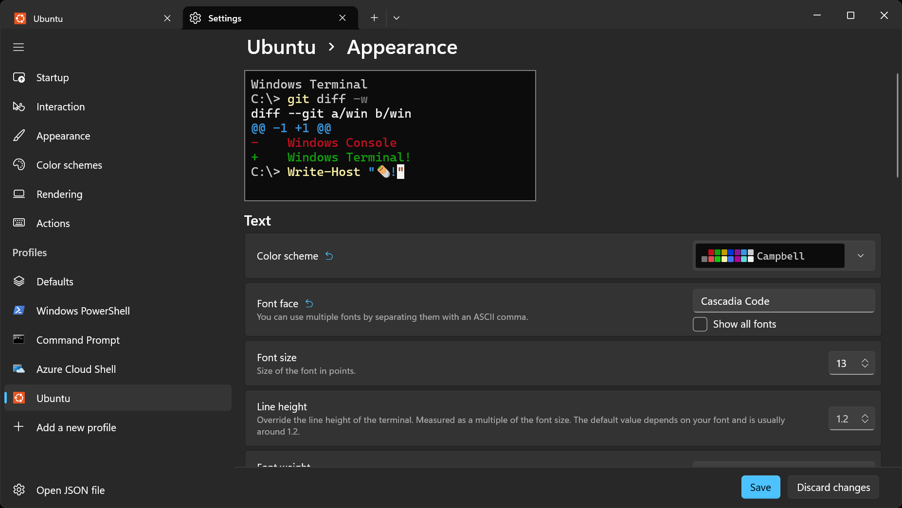 Changing the appearance of the Ubuntu terminal.