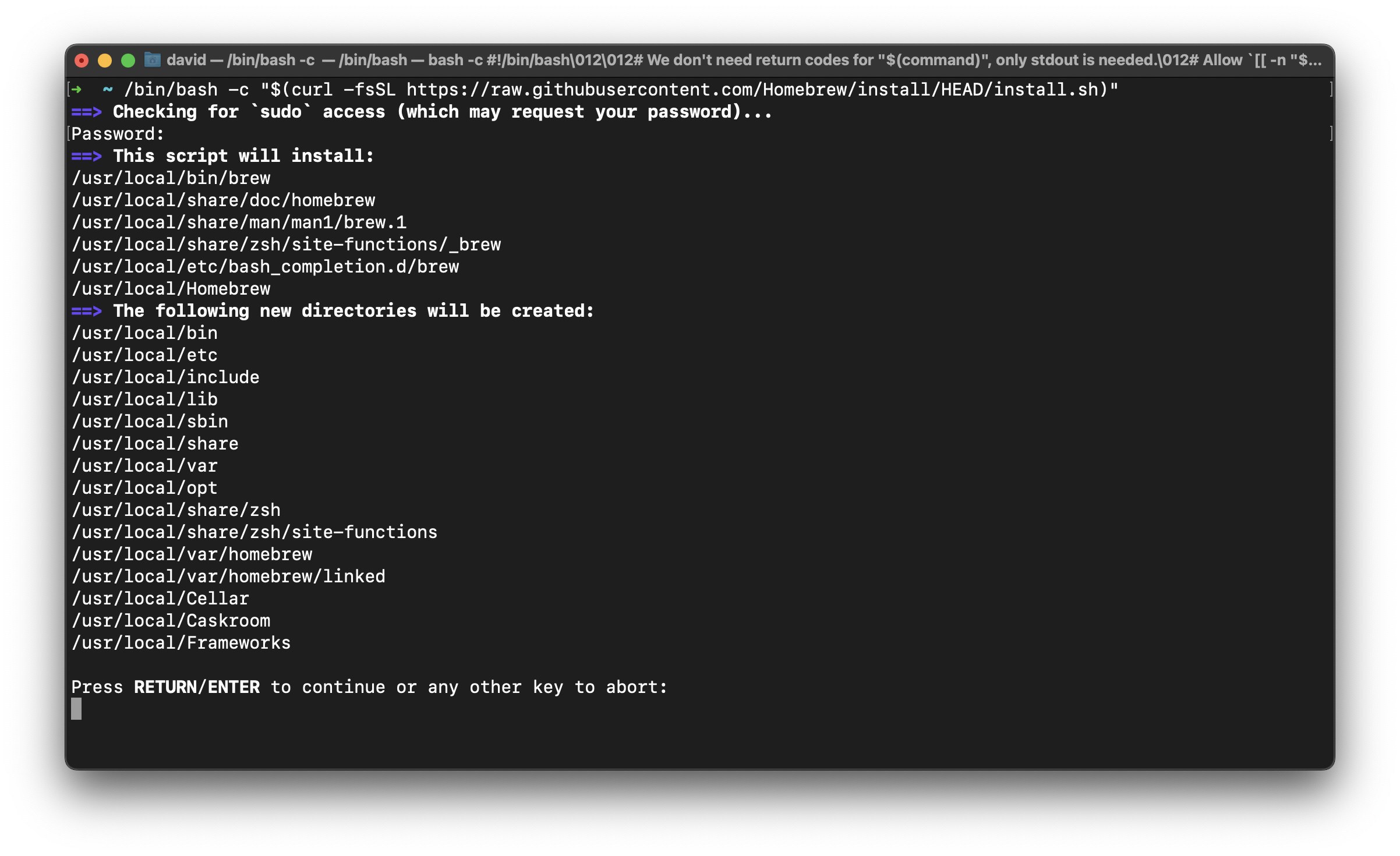 Homebrew, confirming its install directive.