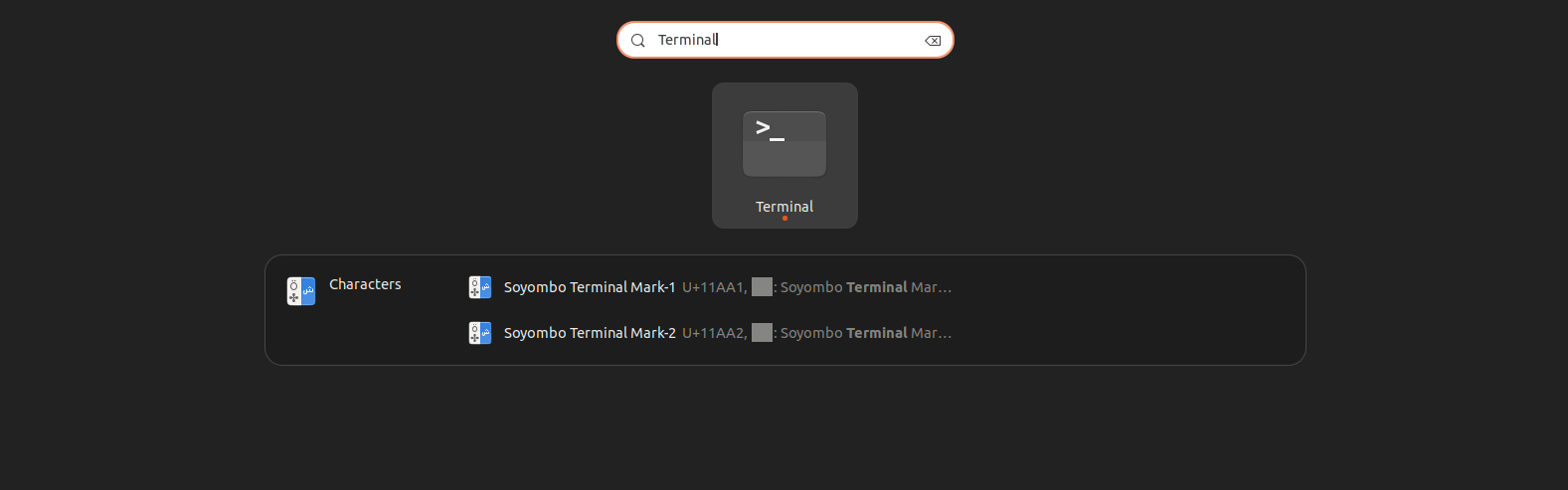Launching the Terminal application using Spotlight. Get used to seeing this often; it's the fastest way to start applications on the Mac!
