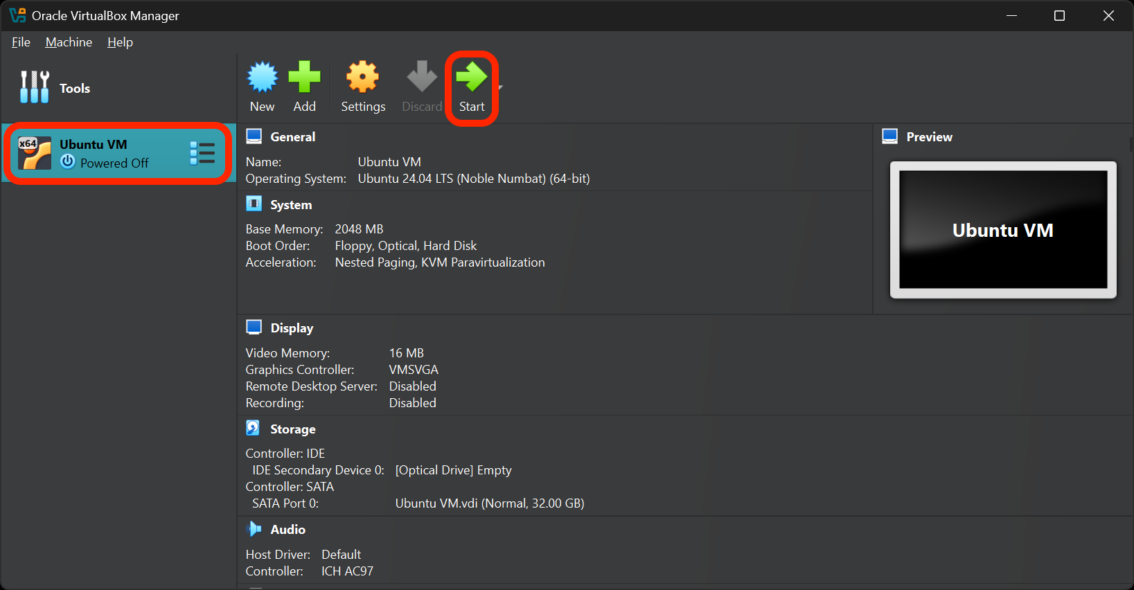 Launch the new Ubuntu VM